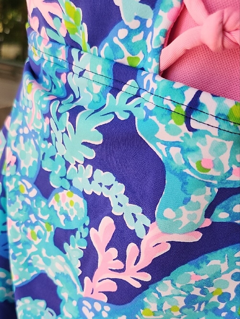 Lilly Pulitzer Blue & Pink Lace-Front One-Piece Swimsuit - Picture 3 of 6